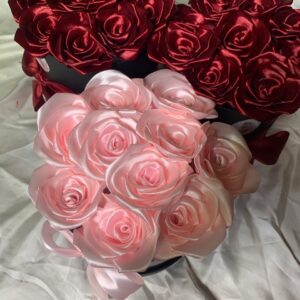 Flower Basket (10 Handmade Ribbon Flowers)